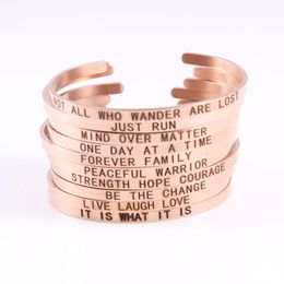 Bangle Rose Gold Colour 316L Stainless Steel Engraved Positive Inspirational Quote Cuff Mantra Bracelet Elegant