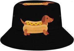 Berets Funny Dachshunds Unisex Bucket Hats Print Fisherman Cap Packable Summer Travel Beach Sun Hat