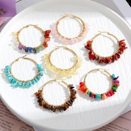 Hoop Earrings Bohemia Women's Jewelry Accessories Vintage Handmade Beads Ethnic Stone Tassel Elegant Boho Women 2023 Trendy
