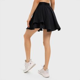 High Rise Tennis Skirt Quick Drying Inner Lining and Side Pockets for Yoga Shorts