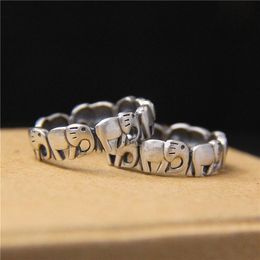 Cluster Rings 925 Sterling Silver Female Finger Small Elephant Animal Open Ring For Women Men Fashion Party Jewellery