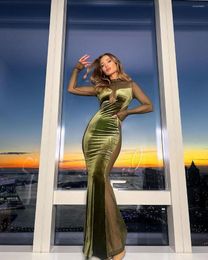 Casual Dresses Mesh Long Sleeve Maxi Dress Green Sexy Evening Night Date Party Mermaid SeeThrough Velvet Women 2023