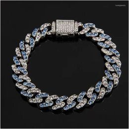 Chain Link Bracelets Hip Hop Cuba Diamond 20Cm Bracelet European And American Men Women Fashion Jewelry Accessorie Drop Delivery Dhkeo