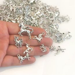 Random Mix Animal Horse Charm Pendants For Jewellery Making Supplies 50pcs/Lot Wholesale Items For Business DIY Alloy Metal Charms