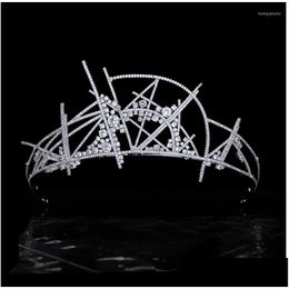 Hair Clips Barrettes Geometric Starry Sky Crown Tiara Bridal Wedding Microinlaid Zircon Headdress Ch10419 Drop Delivery Jewellery Ha Dhmaj