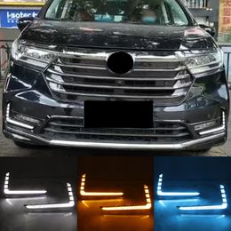 2PCS Car LED DRL Daytime Running Light For Honda Odyssey 2022 fog lamp cover Daylight with yellow turn signal