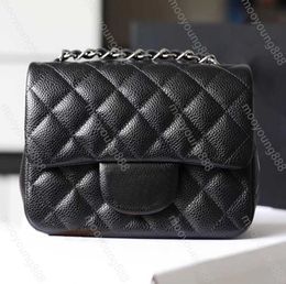 Shoulder Bags 10A Top Tier Quality Mini Square Flap Bag Designers Womens Real Leather Caviar Lambskin Classic Black Purse Quilted Hangbags Motion design 74ess