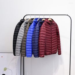 Men's Down Thin Jacket Ultra-light 2023 Autumn Winter Slim Short Hooded Warm White Duck Coat Plus Size Casual Outerwear