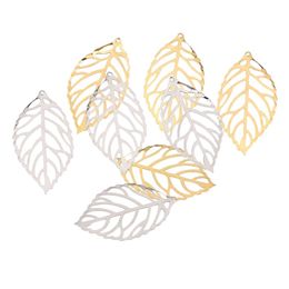 50pcs Craft Hollow Leaves Pendant Gold Charm Filigree Jewellery Making Plated Vintage DIY Pendant Necklace Jewellery Making