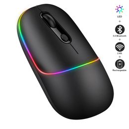 Mice SeenDa Bluetooth+2.4G Wireless Mouse for Laptop Computer Backlit Bluetooth Mouse Rechargeable Ergonomic Mice Slient Click