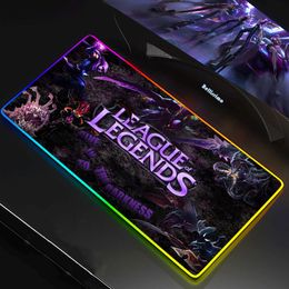 Pads League of legend RGB Gaming Mouse Pad Mousepad Large Cool Mause Pad Keyboard Desk Carpet Game Rubber Noslip LED Mouse Mat Gamer