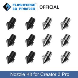 Scanning Flashforge Hardened Steel Nozzle Kit for Creator 3 Pro 3D Printer Parts 0.4mm 0.6mm 0.8mm Nozzle Set