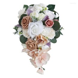 Decorative Flowers P82E Artificial Silk Ornament Handheld Crafts Decor Supplies For Wedding Valentine Day Present