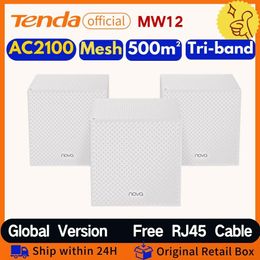 Routers Tenda Mesh WIFI Router AC2100 Dualband 2.4 5Ghz Wireless Gigabit Router MW12 2100mbps Global Version mesh wifi Ranger Extender