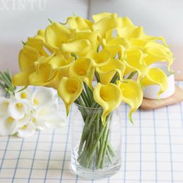 Decorative Flowers 5Pc 34cm Calla Lily Artificial Bouquet Wedding Party Decoration Table Flower Arrange Centerpiece Home Decor Fake