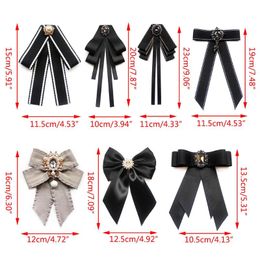 Neck Ties F3MD Vintage Pre-Tied Tie Brooch Faux Pearl Bow Corsage Wedding Party Decoration