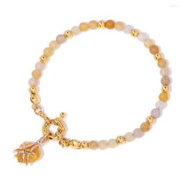 Charm Bracelets Fashion Wire Wrapped Heart For Women Men 4mm Gold Colour Spacer Beads Bracelet Crystal Quartza Bangles Jewellery