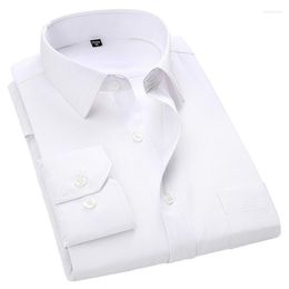 Men's Dress Shirts Large Size Business Casual Long Sleeved Shirt White Blue Black Smart Male Social For Plus 43 44 45 46 47 48