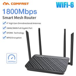 Routers Comfast XR11 WiFi 6 Wi fi Router Gigabit 2.4G 5.0GHz DualBand 1800Mbps Amplifier Mesh WiFi 4 High Gain Omnidirectional Antenna