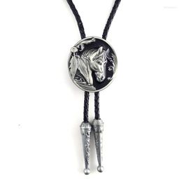 Bow Ties Western Cowboy Bolo Tie For Men Shirt Suit Black Leather Chain With Horse Head Metal Buckle Custom Mens Clothing Accessories