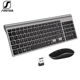 Combos SeenDa Russian Spain Wireless Keyboard and Mouse Combo Ergonomic Mouse PC Mause Silent Button Keyboard Mouse Set for Laptop PC