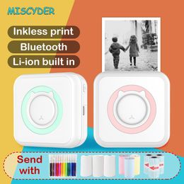 Printers Portable Thermal Printer Mini Print Photo Pocket Label Printer 58mm Printing Wireless Bluetooth Compatible Android IOS Printers