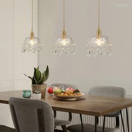 Pendant Lamps French Retro Romantic Floral Glass Metal LED Lamp Home Decoration Modern Dining Table Bedroom Kitchen Parlour Lights