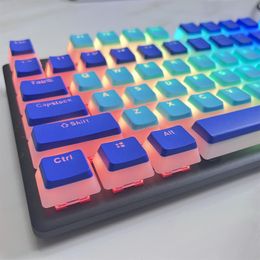 Accessories Pudding keycap deep blue mechanical keyboard cap DIY twocolor key cap of translucent keycaps gh60 poker 87 tkl 104 108 ansi iso