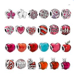 925 Pounds Silver New Fashion Charm Original Round Beads,Apple, Love, Rice Mouse, Bag, Pearl Surprise Gift Box Hanging Beads, Compatible Pandora Bracelet, Beads