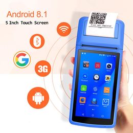 Printers Handheld Pos Terminal PDA Android 8.1 With Bluetooth Thermal Receipt Printer Barcode sanner 3G WiFi Mobile Order POS Terminal