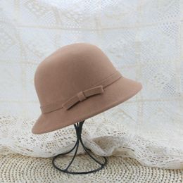 Stingy Brim Hats Women's Hat Wide Dome Round Top Bowknot Fedoras Outdoor Women Bucket Solid Elegant Pamelas Y Tocados Para Bodas