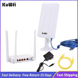 Routers KuWFi 300mbps Wireless Router+High Gain Wifi USB Adapter 300Mbps High Power Wifi Router one Set Extend Wifi Signal Share 32users