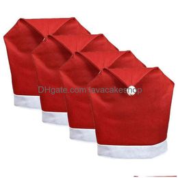 Chair Covers Ers 4Pcs Party Supplies Kitchen Soft Stretch Dining Room Santa Claus Cap Dinner Table Home Decoration Christmas Er Drop Dhmjl