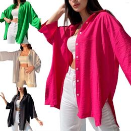 Women's Blouses Blouse Women's Loose Flared Sleeves Spring And Summer Comfortable Casual Solid Color Womens Hiking Gear Tops For Women