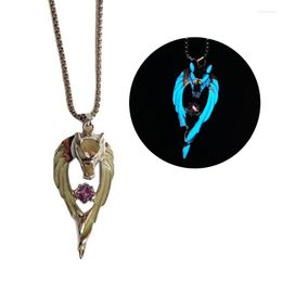 Pendant Necklaces Fashion Wolf For Men Glow In The Dark Animal Sweater Chain Glowing Necklace Punk Jewellery Accessories T8DE