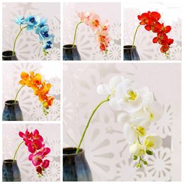Decorative Flowers 60-100cm Real Touch Long Artificial Butterfly Orchid Home Garden Ornaments Fake Wedding Party Decor Plants