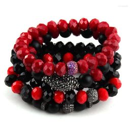 Beaded Strand Moodpc Fashion Energy Bracelets Beautif Red/Black Bracelet Set Natural Stone Glass Crystal Pave Forwomen Drop Delivery Dhsxr