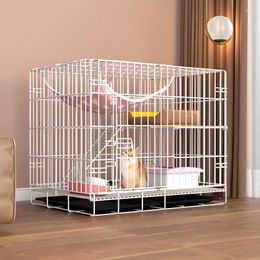 Cat Carriers Folding Cage Double-layer Household Indoor Villa Climbing Frame Litter House Iron Supplies