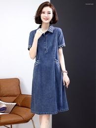 Casual Dresses Puncher Female Korean Versionedition In The Summer Of 2023 Western Style Leisure Loose Skirt Long Shirt Dress