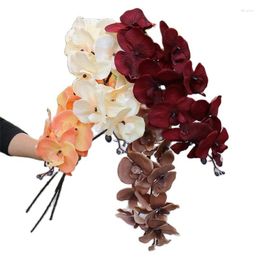 Decorative Flowers 5pcs Artificial Butterfly Orchids Flower Branch Faux 9 Heads Silk Phalaenopsis Stem For Wedding Centerpieces Floral