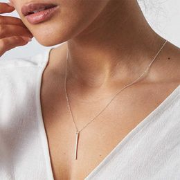 Pendant Necklaces Charm Bar Pendant Women Necklaces Silver Color Chain Collares OL Bijoux ras de cou Minimalist Long Necklace Fashion Jewelry AA230526