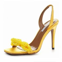 Fashion Women's Sandals Pumps Chain of Love 95 mm Clare Sling Italy Popular Strass Diamond Embellished Designer Summer Casuals Slingback High Heels Sandal Box EU 35-42