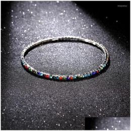 Beaded Strand Strands 2023 Design High Quality Charm Rainbow Bangles Copper Zirconia Rhinestone Trendy Jewelry Gift For Women Girls Dhucf