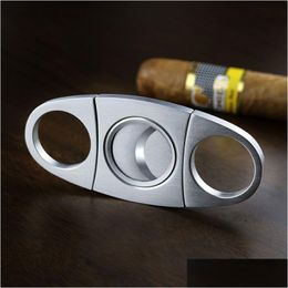 Cigar Accessories Tool Stainless Steel Metal Cutter Portable Double Blades Guillotine Cigars Scissors Cigares Cut Device Knife Fathe Dhaht