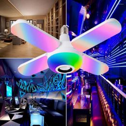 Speaker Bulb Ambient Music Light Bluetooth Fan Colorful Ceiling Lighting Family Party