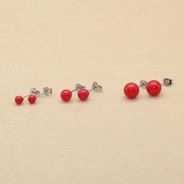 Red Nature Pearls Stud Earrings The Metal is 316L Stainless Steel No Fade Allergy Free