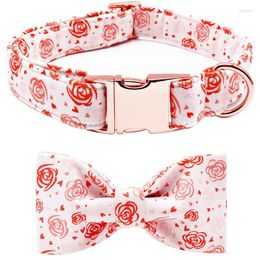 Dog Collars Unique Style Paws Valentine Rose Heart Collar With Bow Tie Pet For Large Medium Small