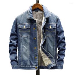 Men's Jackets Mcikkny Mens Winter Warm Jeans Fleece Lined Thermal Denim For Male Size M-5XL Windbreak