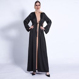 Ethnic Clothing Dubai Style Casual Cardigan Thobe Cover Ups Long Flowy Loose Muslim Outwear Open Kimono Abaya Dress For Women