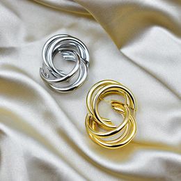 Hoop Earrings MUZHI Stud For Womne S925 Needle Multilayer Metal Vintage Geometric C Lovely Mini Party Jewelry 2023